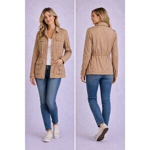 Gap Utility Jacket Tan Size S Lightweight Military Style Lyocell Button Front